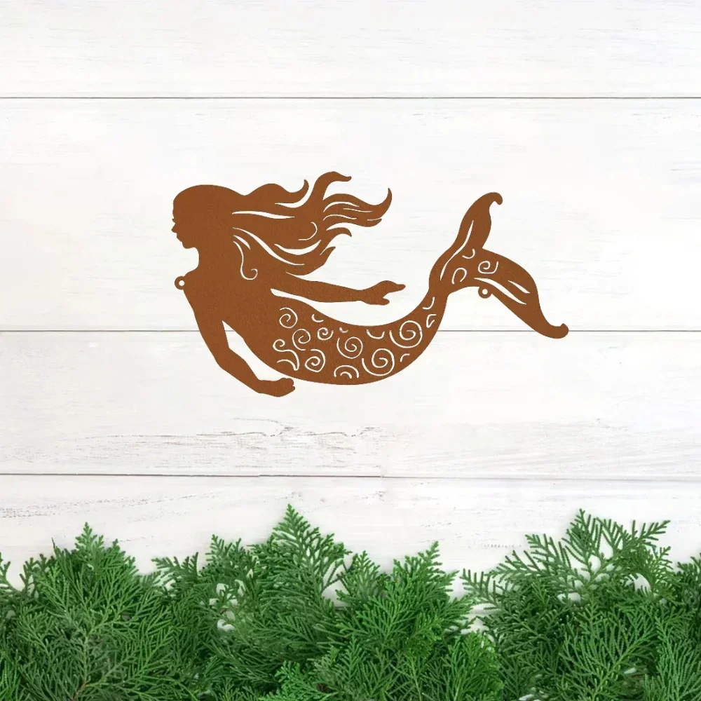 

Rustic Metal Mermaid Wall Art - Transform your outdoor spaces. Ideal for patio and garden. Lovely housewarming option