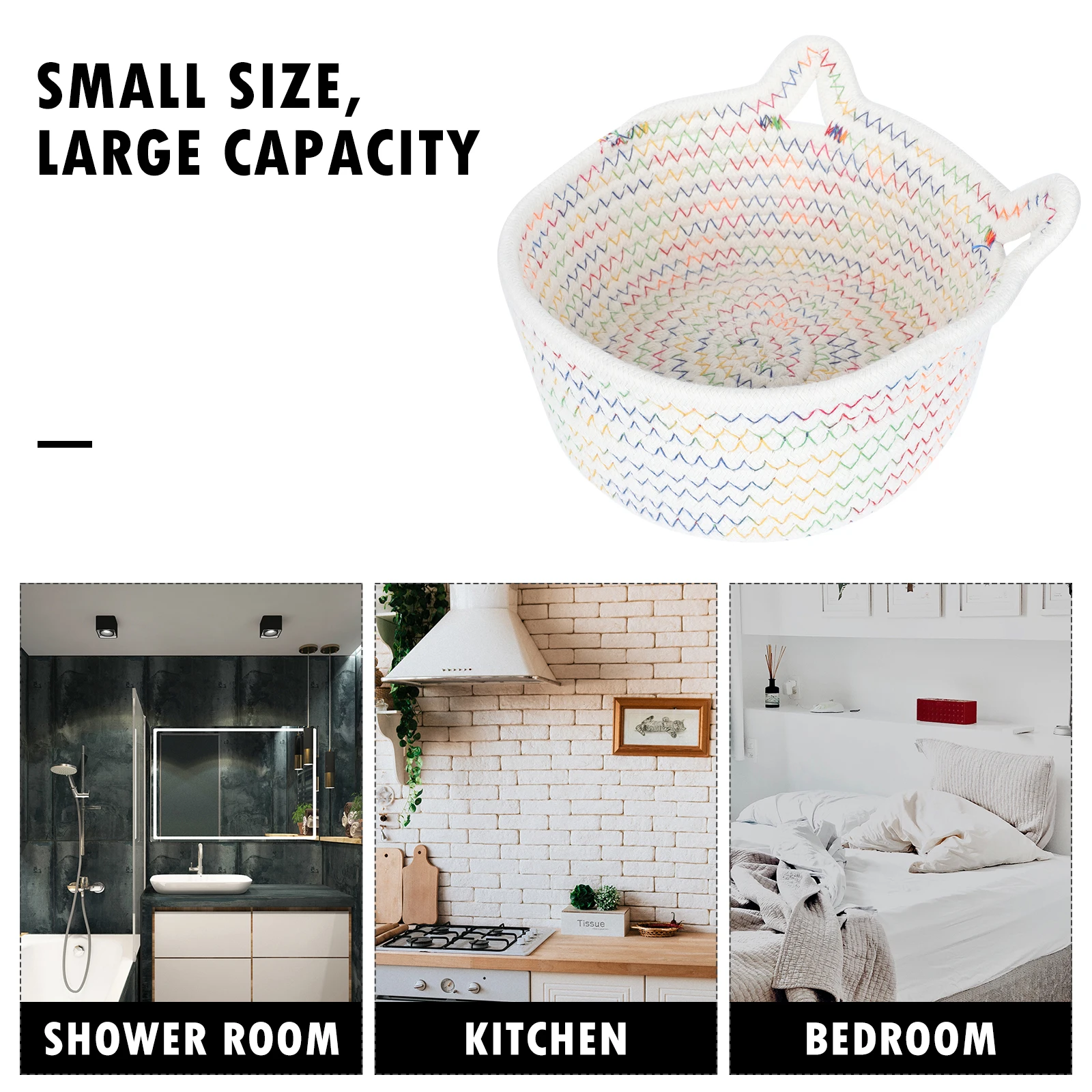 

Cotton Rope Storage Basket Ear Storage Basket Woven Bin Organizer Home Decor Small Size Bedroom Holder