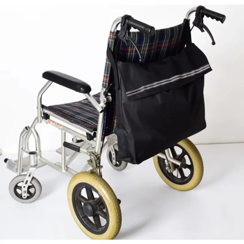 Wheelchair Hang Bag Large Capacity Back Storage Vest Stain Resistant Reflective Strip Shining Light Multifunctional Oxford Cloth