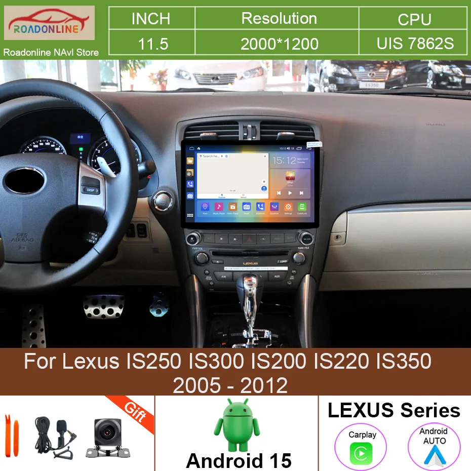 

11.5 INCH Android 15 2K Scree Car Radio For Lexus IS250 IS300 IS200 IS220 IS350 2005 - 2012 GPS Navigation Multimedia Player