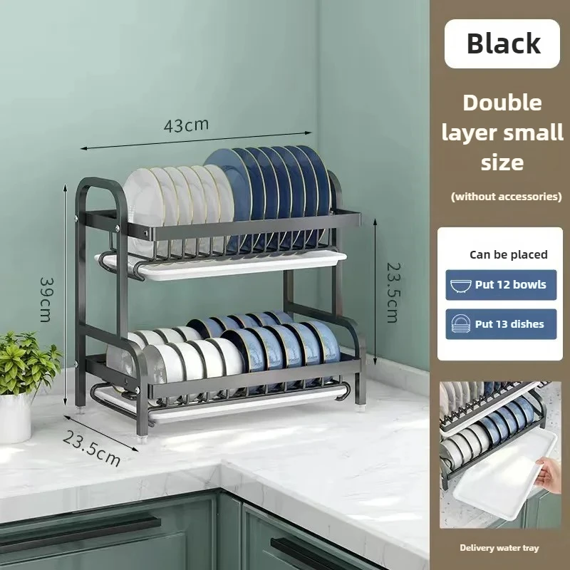 Multifunctional Dish Drying Rack Cutlery Holder with Drain Tray Cutting Board Rack Kitchen Countertop Storage Solution