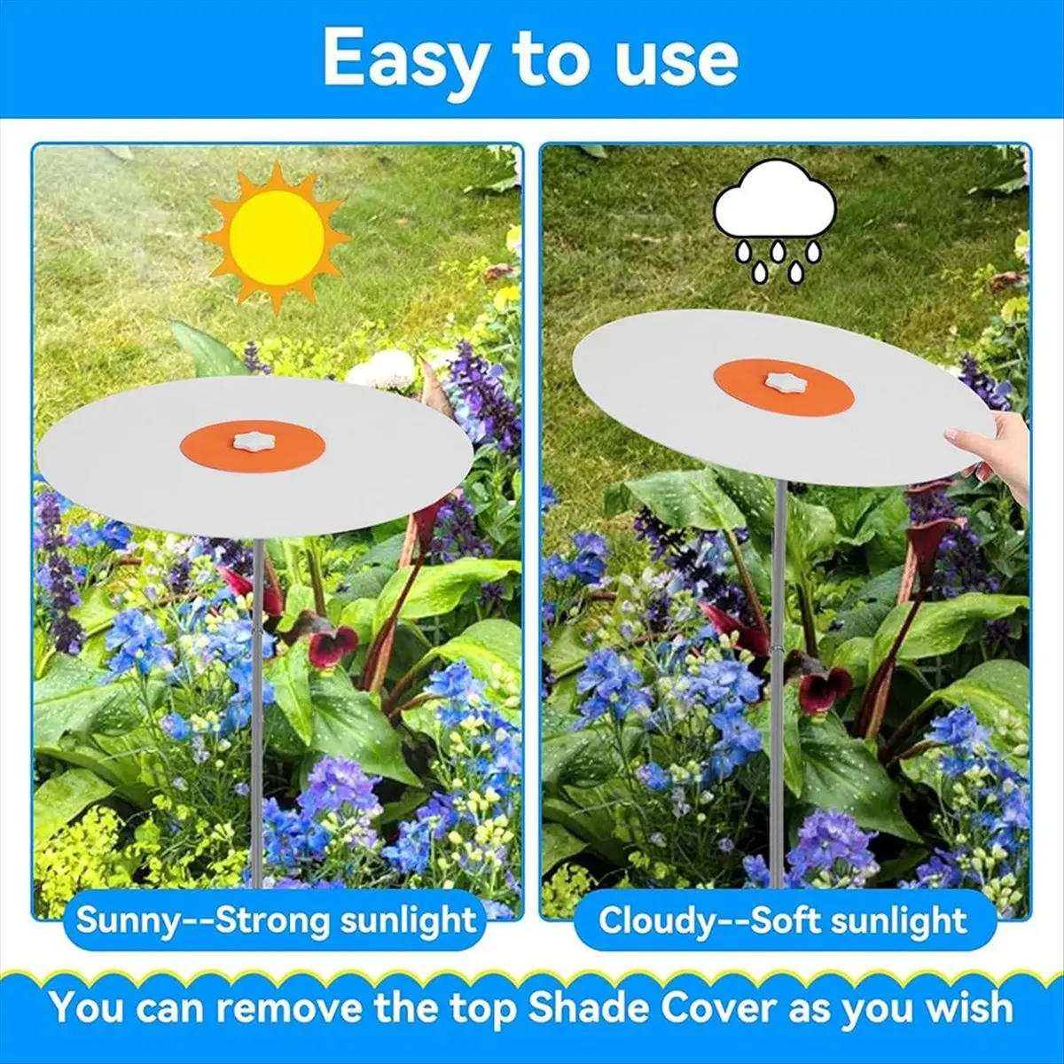 T32C New Plants Shade Cover, Rain Proof Wind Proof Garden Shade Disk Umbrella Plastic Sunblock Shade Cloth Moveable Sun Shade