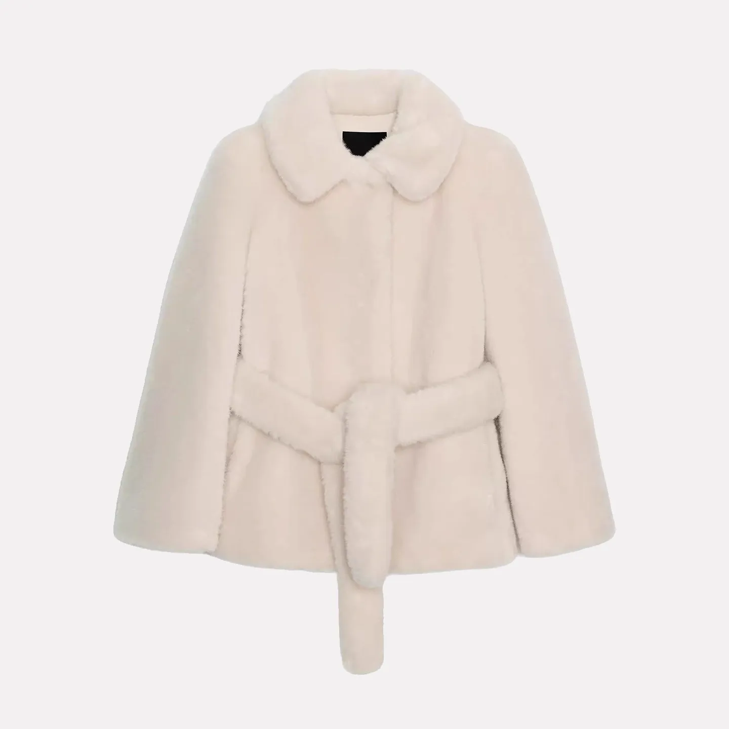 معطف فايونابل بتأثير الفرو الصناعي مع حزام Z للسيدات جديد 2025 طويل Sve فضفاض مناسب للتنقل بدون قبعة متضمنة #5