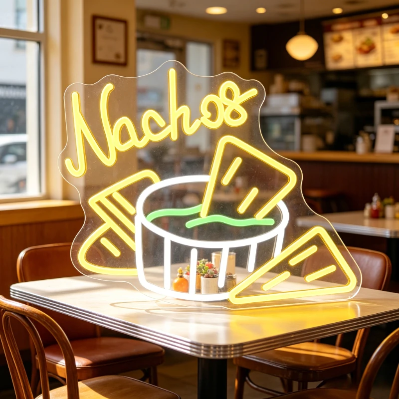 

Nachos Neon Sign LED Mexican Food Sign USB Rechargeable Aesthetic Desk Sign Wall Art for Restaurant Bar Cafe Party Decor Gift
