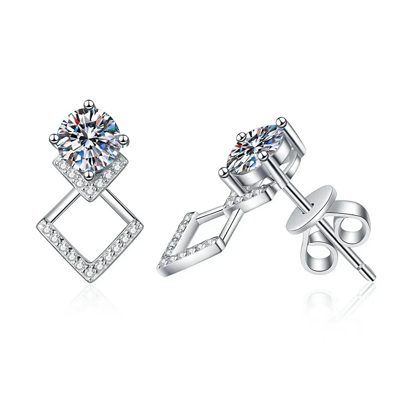 1ct D Color Moissanite Earrings for Women S925 Sterling Silver with Gold Plated Earring 2024 Trend Wedding Party Jewelry