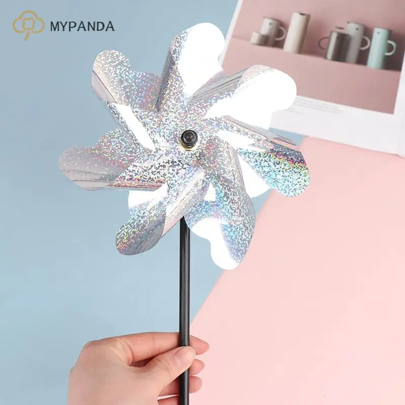 

Silver Anti Bird Laser Windmill Bird Repeller Windmill Pinwheels Reflective Bird Scare Deterrent Driving Garden Yard Decor Toy