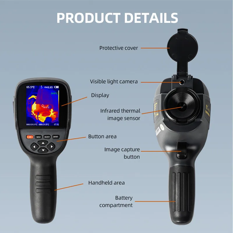 Industrial Temperature Measurement Night Vision  Handheld Thermal  256x192 Infrared