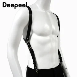 Deepeel Mens Adult Suspenders 2Clips Hook Leather Braces Male Binding Strap Waist Unisex Jockstrap Punk Decoration Harness Belt