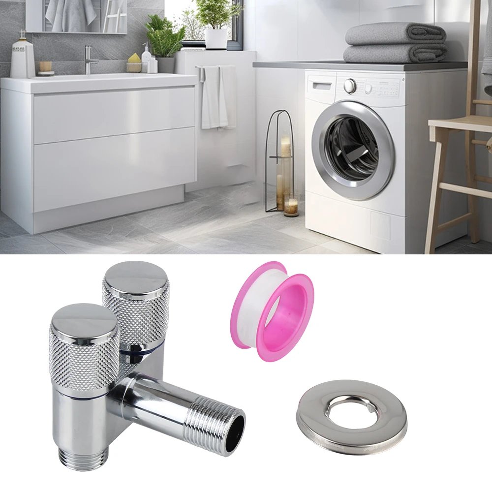 

Out Double Control Washing Machine Faucet Sprayer Faucet Accessory G1/2 1 In Two For Bathroom Toilet Bidet Toilet Triangle Valve