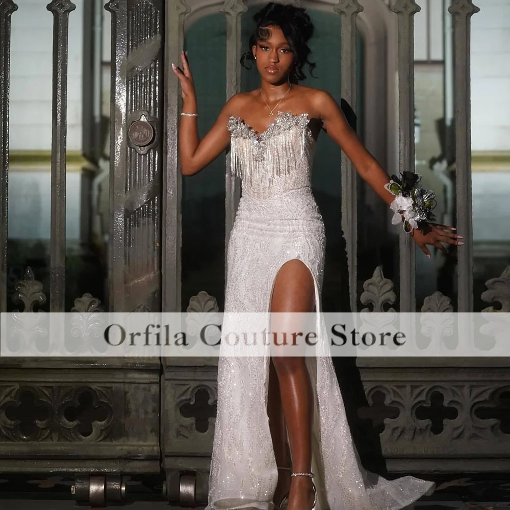 Matric Farewell Prom Dresses 2026 Strapless Crystal Tassel Black Girls EveningParty Dress Gala Customized