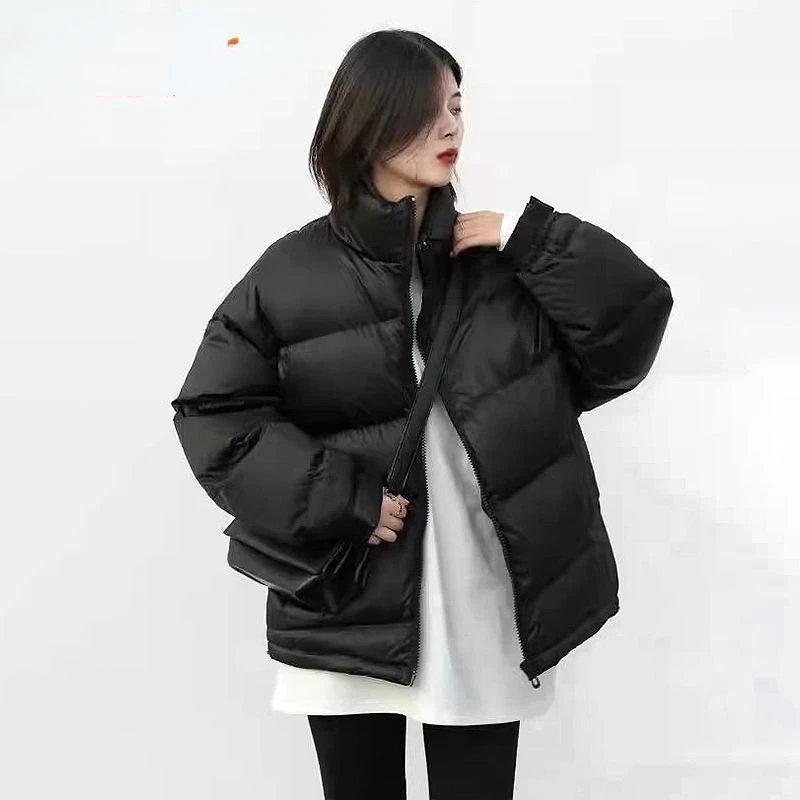 Down Jacket Women's Stand Collar Winter Clothing New Style Femlae Loose White Duck  Coat Mid-length  Bread  G901