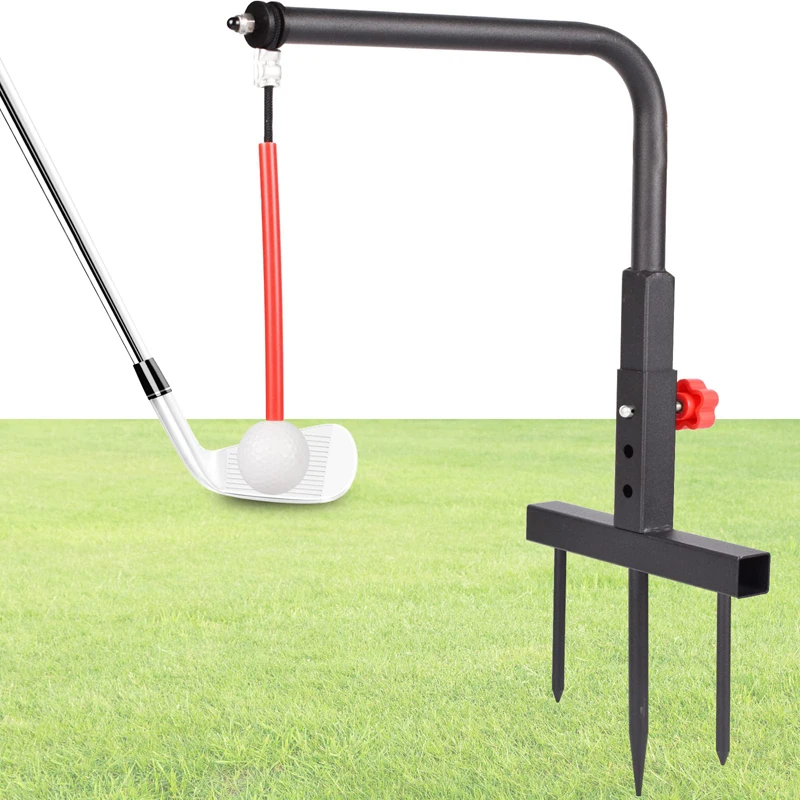 

Durable Iron Golf Practice Swing Groover & Hitting Training Aid - Any Level with Replacement Ball Included & Height Adjustment