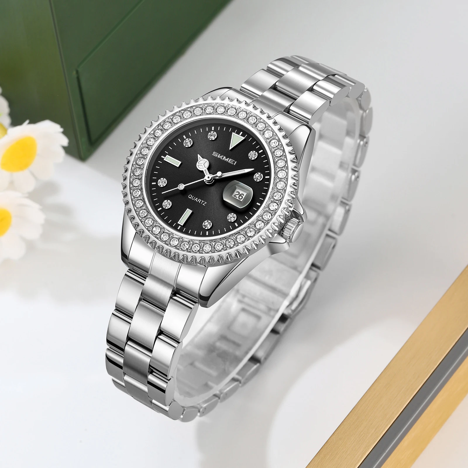 

SKMEI 9416 Elegant Quartz Wristwatch With Box 30M Waterproof Women Fashion Watch Date Female For Birthday Anniversary Gift