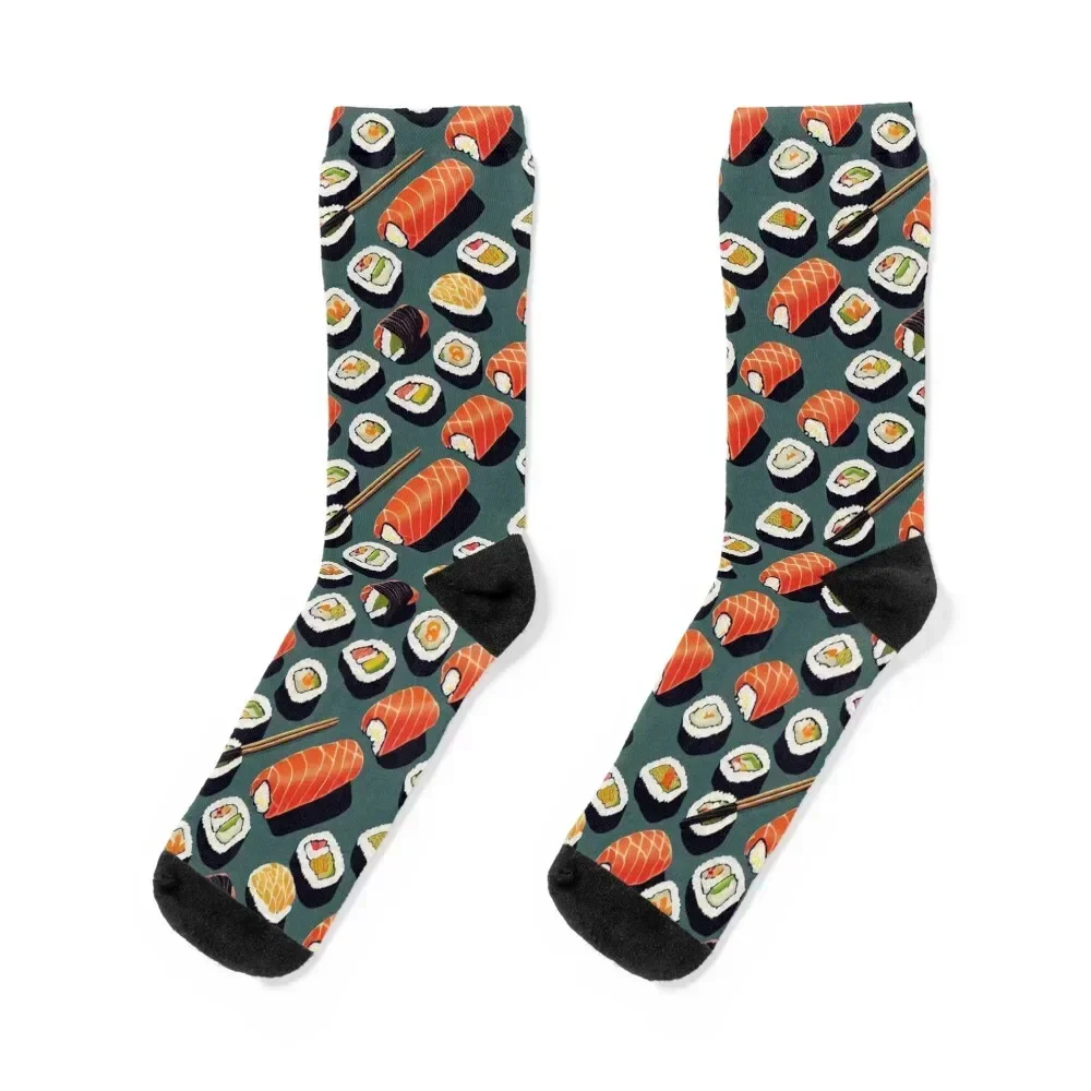 

Happy Sushi: Vibrant Nigiri and Sushi Rolls with Chopsticks Pattern Socks cartoon crazy Hiking boots FASHION Socks Man Women's