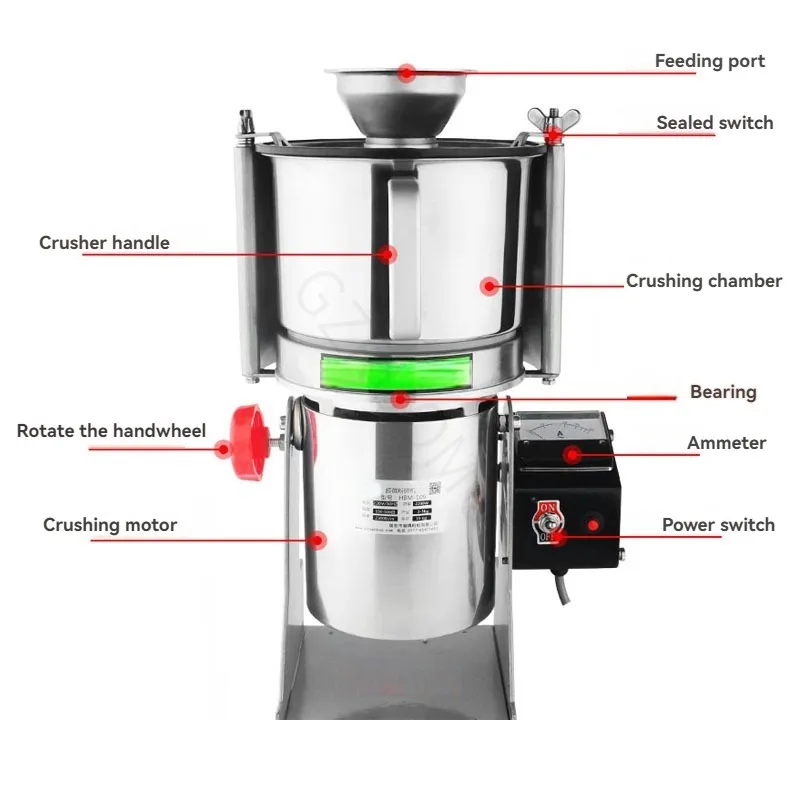 1800W/2000W New Herbal Grinding Machine Superfine Powder Grinder for Chinese Medicinal Materials  Grain Grinder