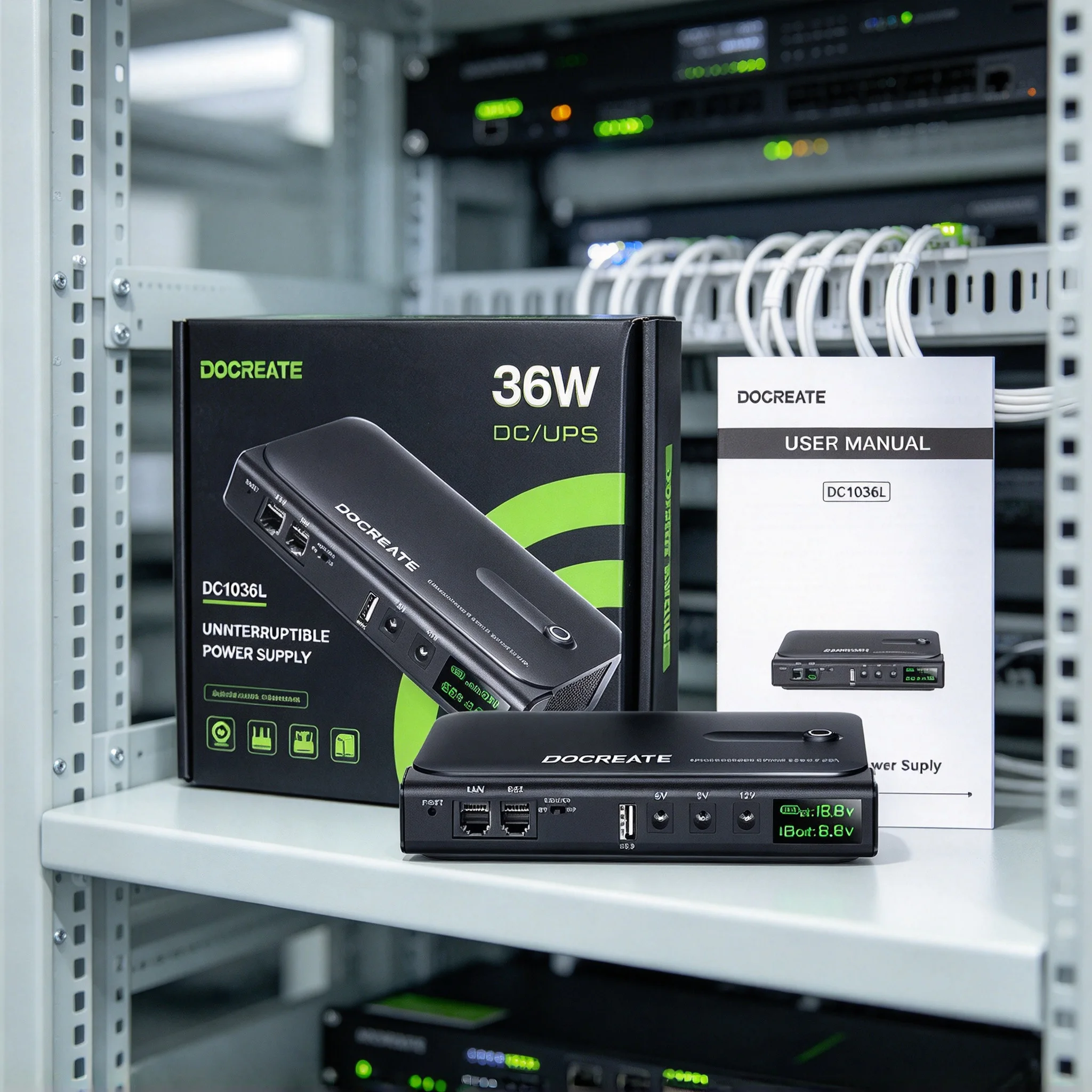 NEW EU Plug 36W DC UPS Backup Power Supply For Router Cellphone Modem 5V/9V/12V/24V Output NO Battery Uninterrupted Switching