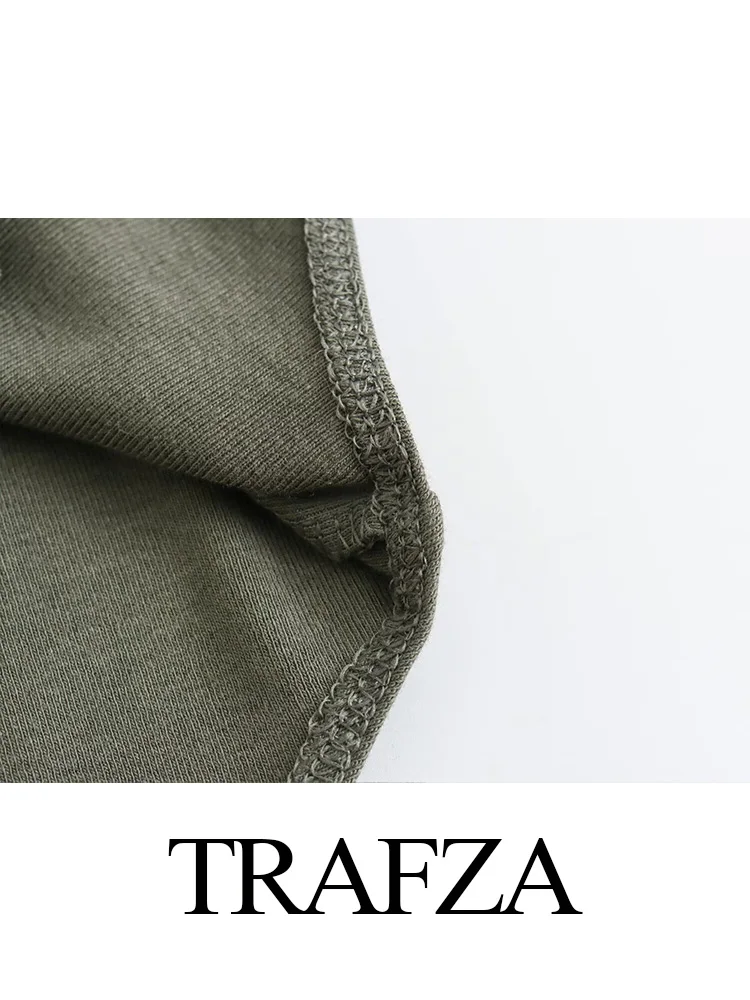 TRAFZA-Combinaison de batterie à manches longues pour femmes, corps en Y, bouton-poussoir, vintage, élégant, mode printemps, automne, 2024