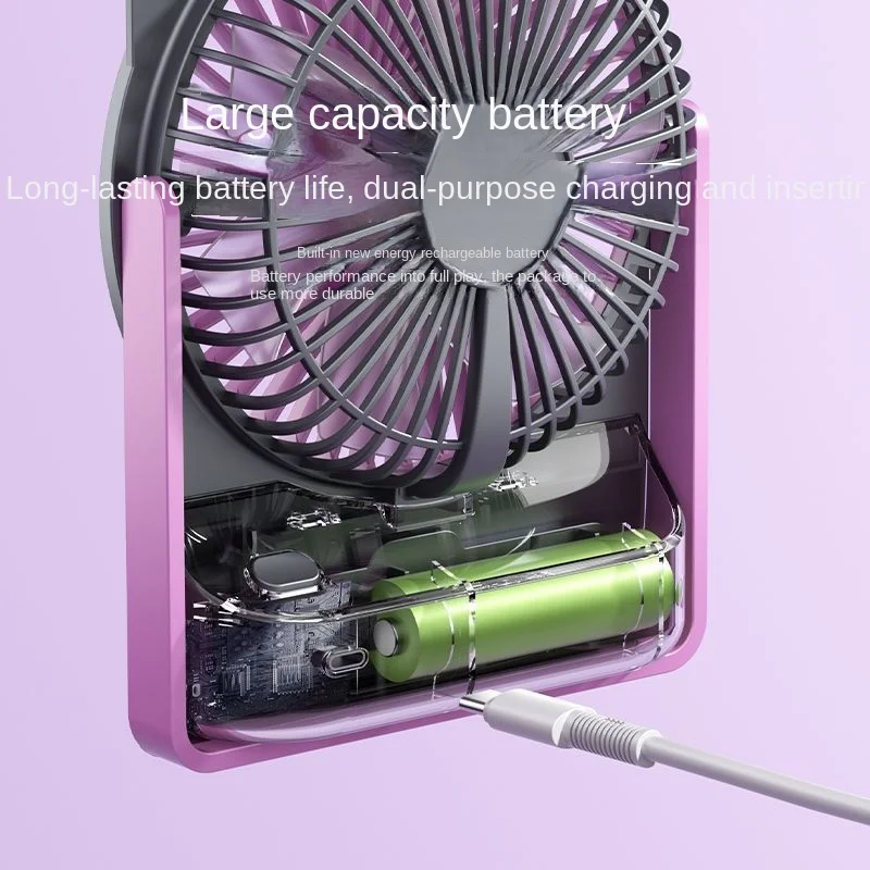 Ultra-thin Desktop Fan Digital Display USB Charging Strong Wind Portable Silent Card Style Fan Dormitory Office Summer Small Fan image 6