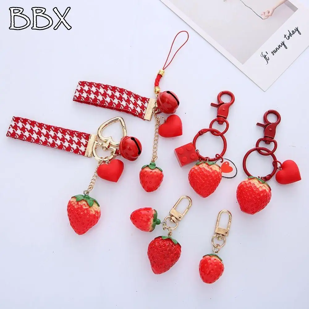 

Simulated Fruit Women Jewelry Gift For Friend Bag Pendant Key Holder Backpack Pendant Key Accessories Strawberry Heart Keychain