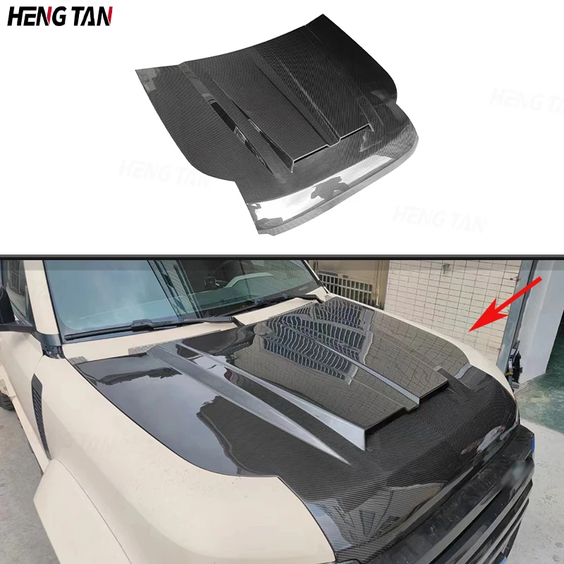 

Carbon Fiber For Land Rover Defender 90 110 2020 Car Front Bumper Engine Hood Bonnet Vent Cover Parts Upgrade Body kit