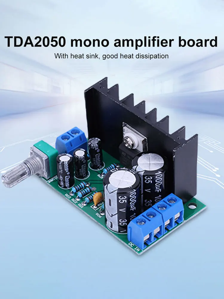 TDA2050 Mono Audio Power Amplifier Board 10-100W Stereo Amplifier Board 1-Channel Audio Amplifier Output Module DC/AC 12-24V