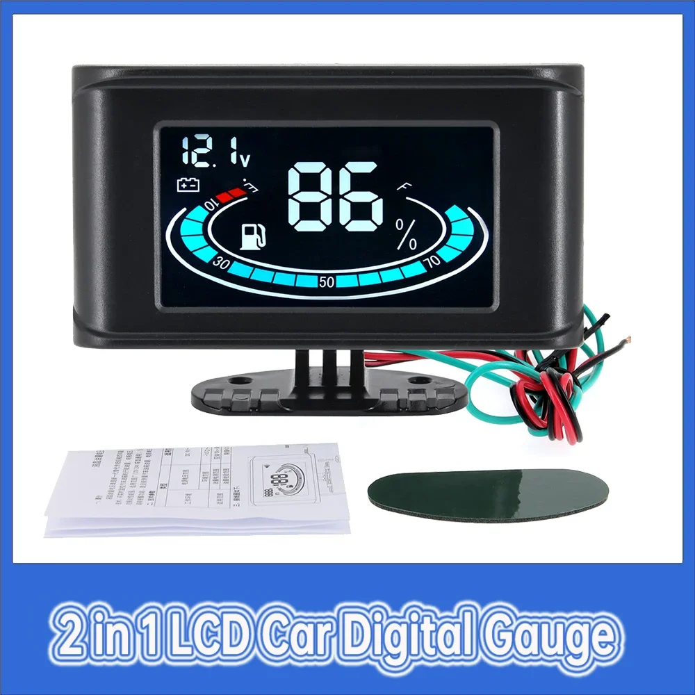 

Fuel Level Gauge + Voltmeter 2 in 1 LCD Digital Car Gauge for Gasoline Diesel Car Truck 12V24V Car Accessories