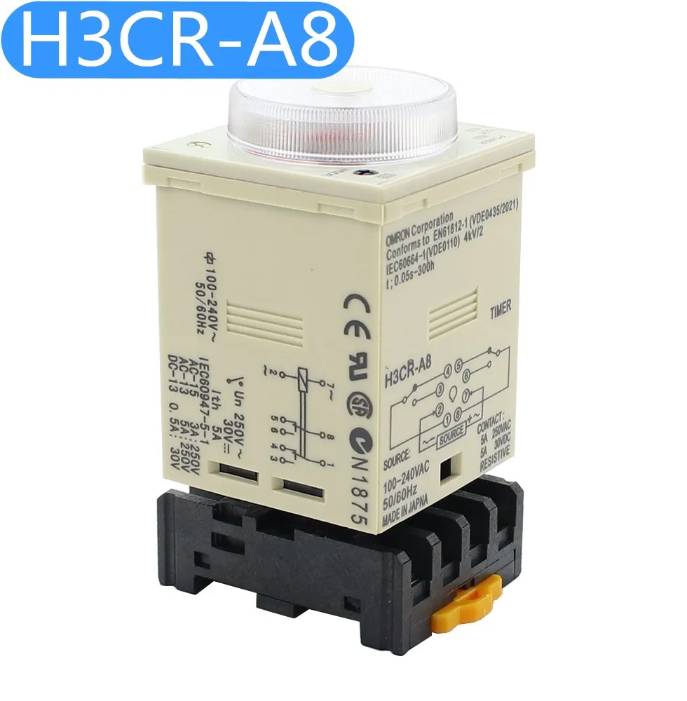 

24-220VH3CR-A8 8 pin time relay / timer 100-240VAC 12V-48V/AC/DC 24-240VAC/DC
