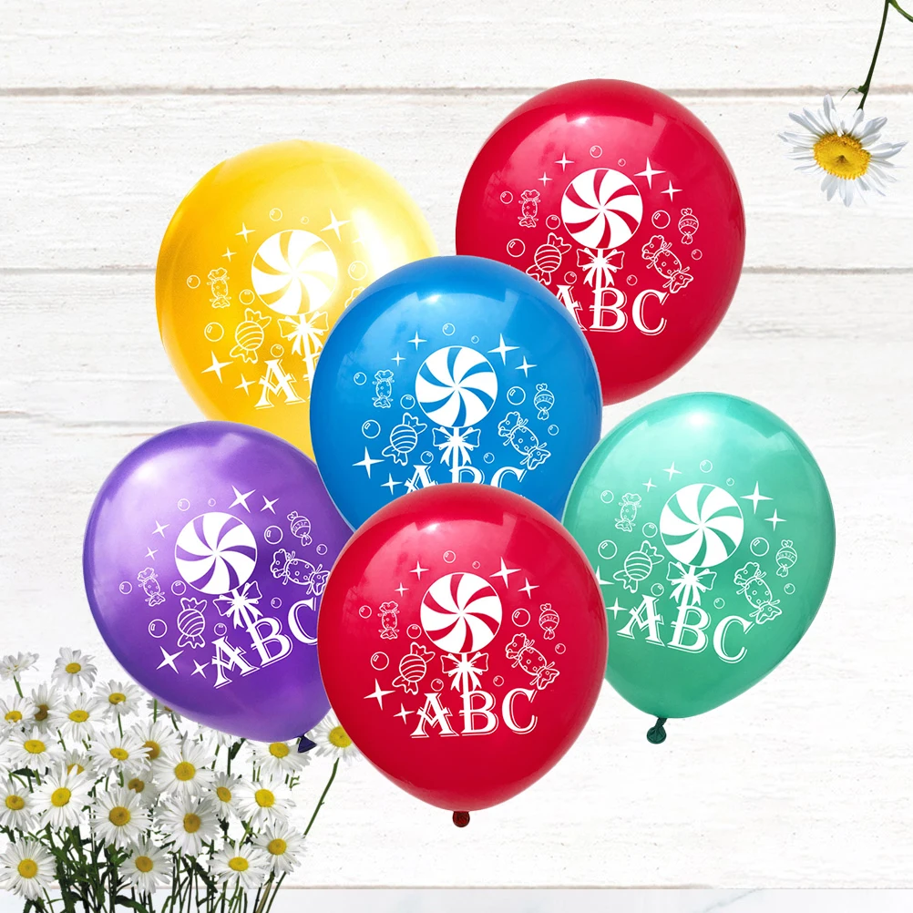 

20pcs Colorful Balloons Cartoon Lollipop Printed Latex Decor For Kids Birthday Party Back To School Festival Decoration Party