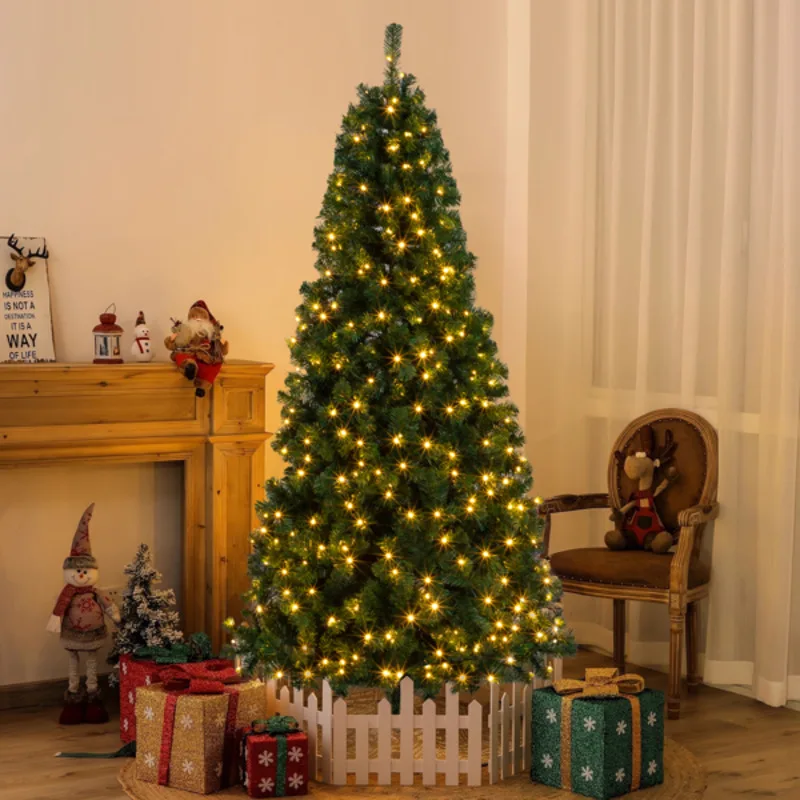 6FT PVC Material DIY 150 Lights Warm Color 8 Modes 1050 Branches Christmas Tree Green Christmas Decoration
