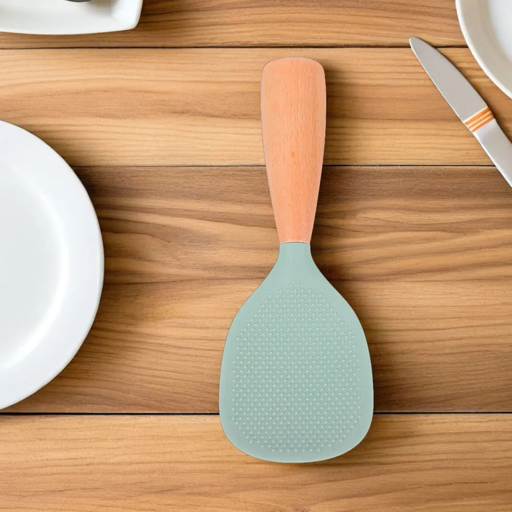 

2Pcs Silicone Rice Spoon Non Stick Heat Resistant Self Standing Rice Paddle Ergonomic Scoop Cooking Kitchen Spoon