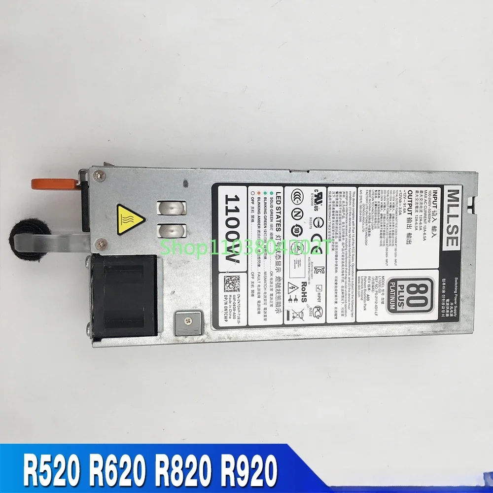 

1100W For DELL R520 R620 R720 R820 R920 Power Supply GDPF3 NTCWP GYH9V Fully Tested L1100E-S0 E1100E-S0 AA26510L