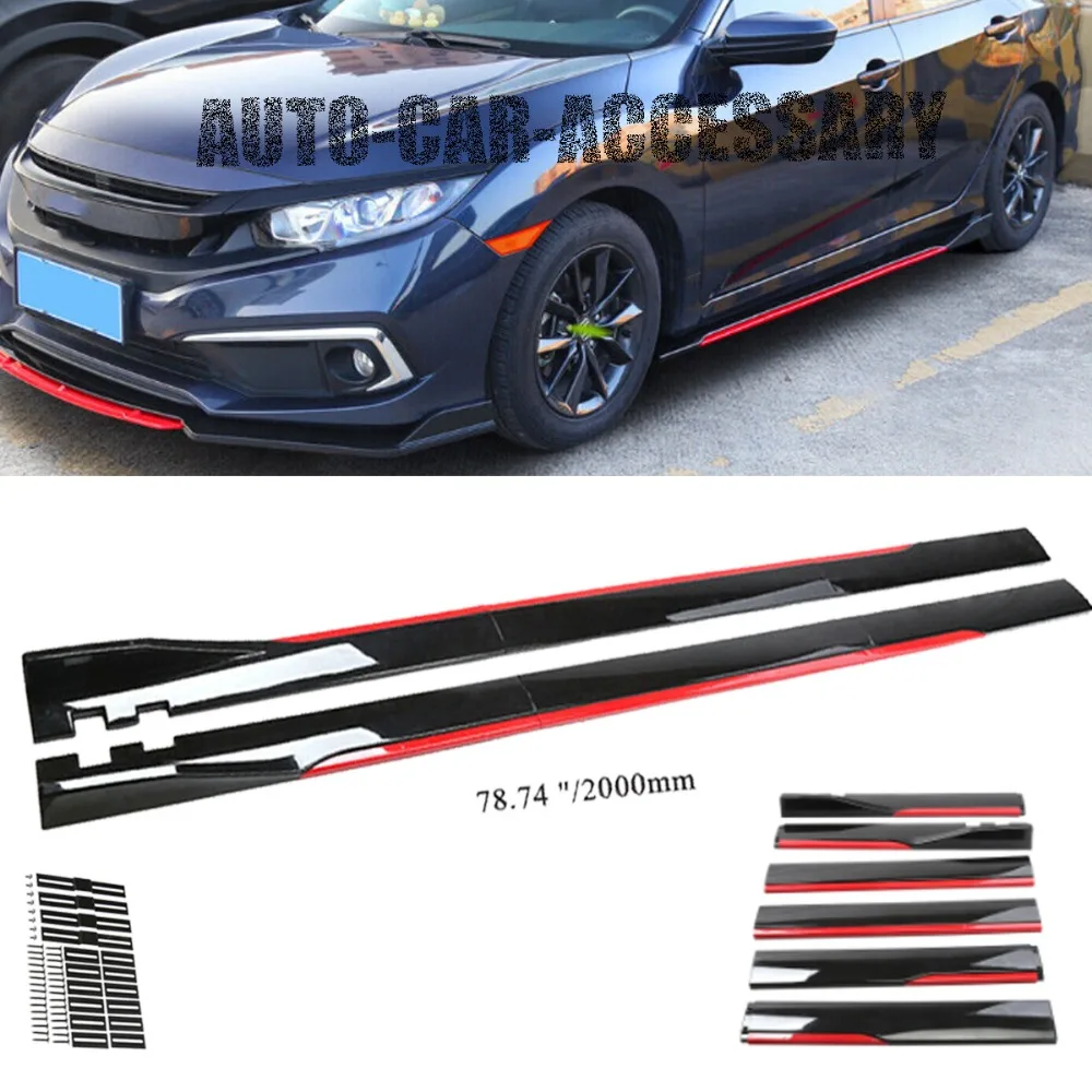 

For Dodge Grand Caravan 78.7" Red Side Skirt Extension Body Kit Lip Splitters United States