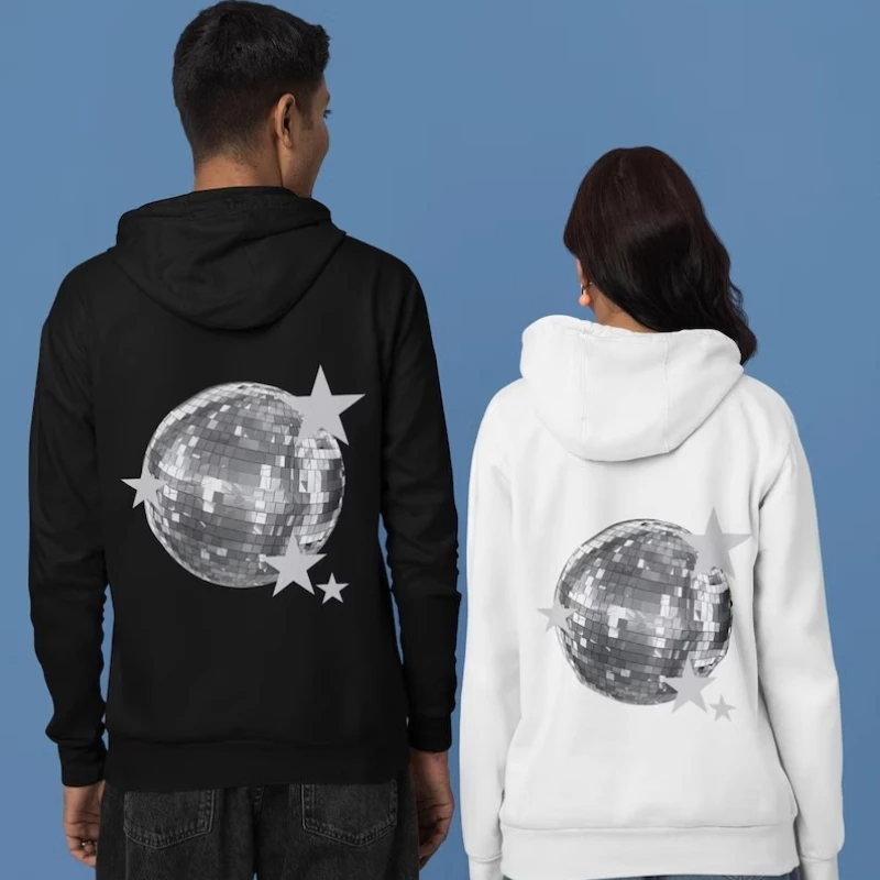 เสื้อฮู้ดเทรนดี้สไตล์ YK ลายลูกบอลสะท้อนแสง สไตล์สตอกโฮล์ม สวยงามแบบวัยรุ่น ดิสโก้ พร้อมลายดาว สำหรับฤดูใบไม้ร่วงและฤดูหนาว ให้ความอบอุ่น
