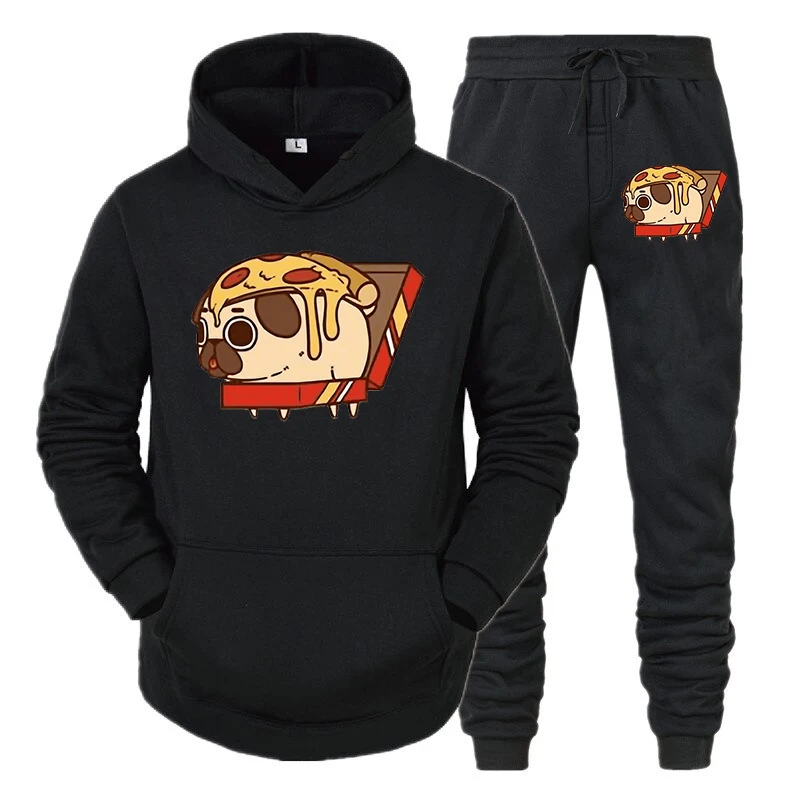 

Pizza Bulldog Graphics Hoodies Sets Men Fashion Anime Animal Dog Long Sleeve Sweatshirts Unisex Casual Harajuku Trousers Outfit