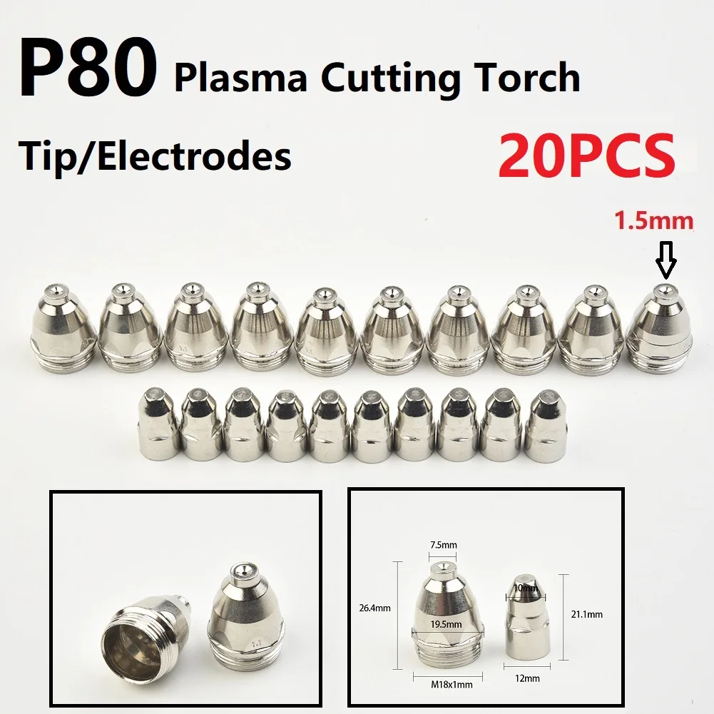 P80 Plasma Cutting Torch 60A 80A 100A P80 CNC Plasma Torch Tip Electrode Nozzle Welding Soldering Supplies