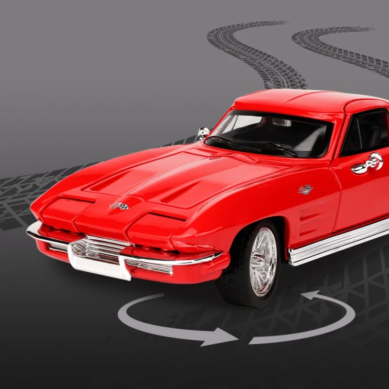 1:32 Corvette C2 Stingray Classic Retro Sports Car Simulation Alloy Car Model Sound and Light Toy Children's Collection Gift