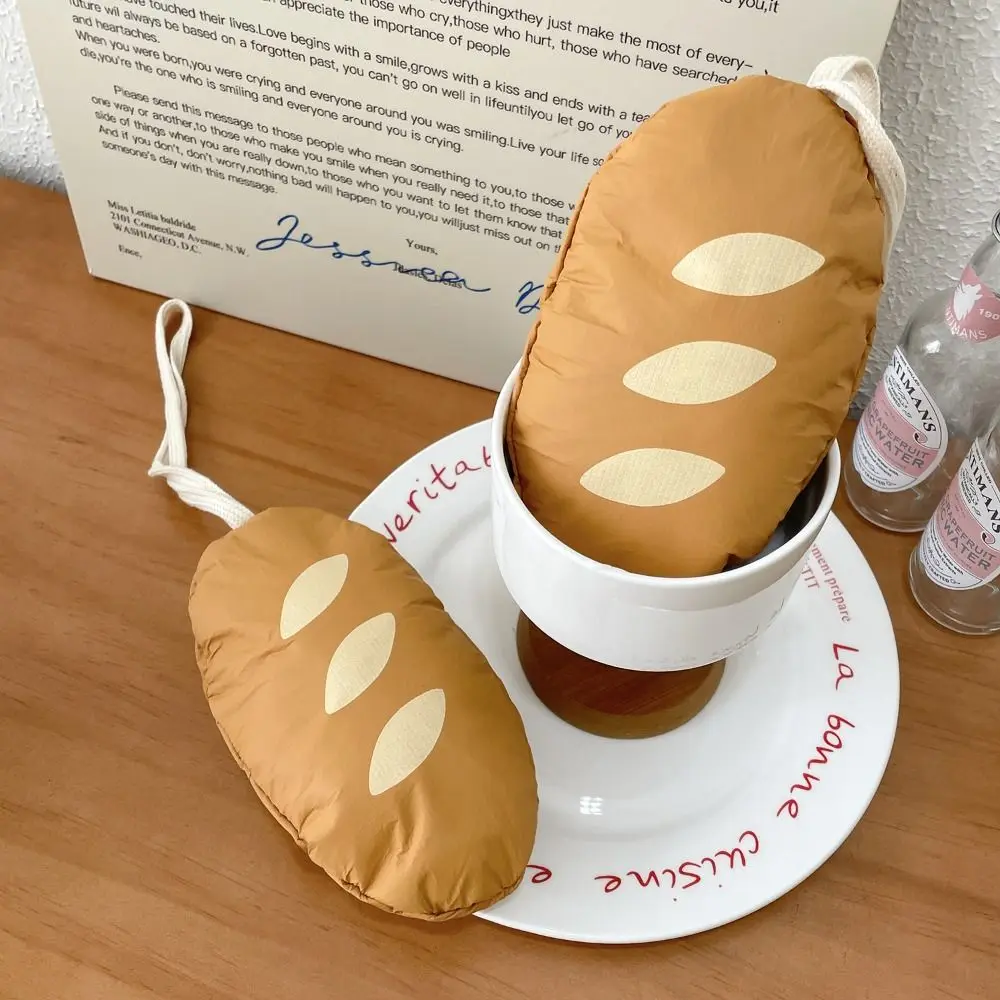 Divertente borsa per la spesa pieghevole in nylon per pane francese, borsa tote riutilizzabile, borsa ecologica per cartoni animati, borse portaoggetti impermeabili per snack