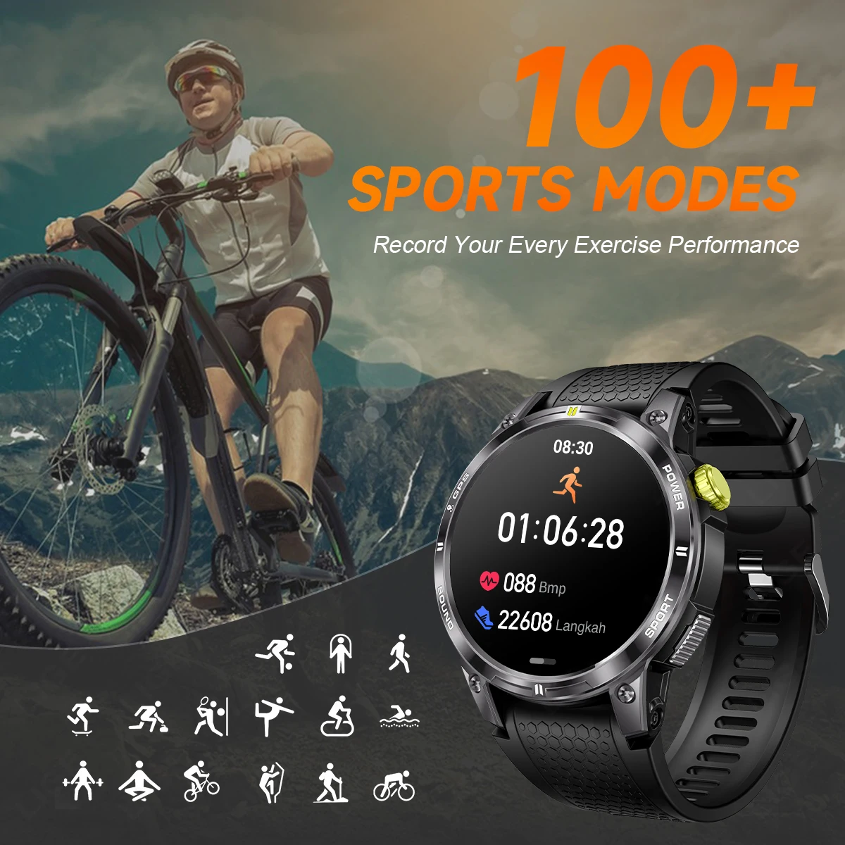 For Huawei Xiaomi Military GPS Tracker Smartwatch Watches Men Compass Sport Waterproof Smartwatches Bluetooth Call Digital Watch