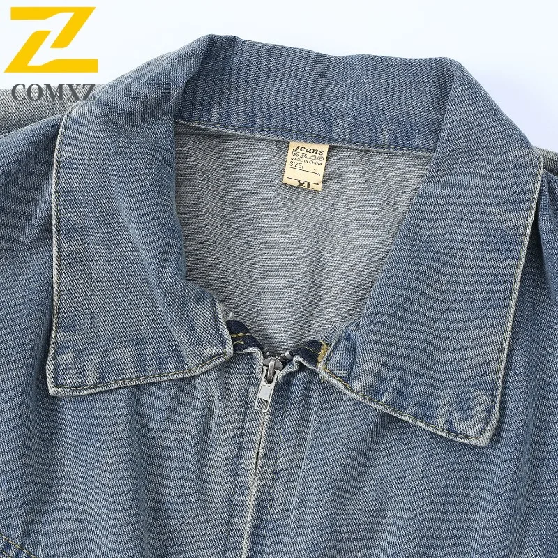 COMXZ American Style Denim Vest  All seasons  Water-Resistant Windproof Streetwear Outdoor Camping Fishing washable Work Jacket