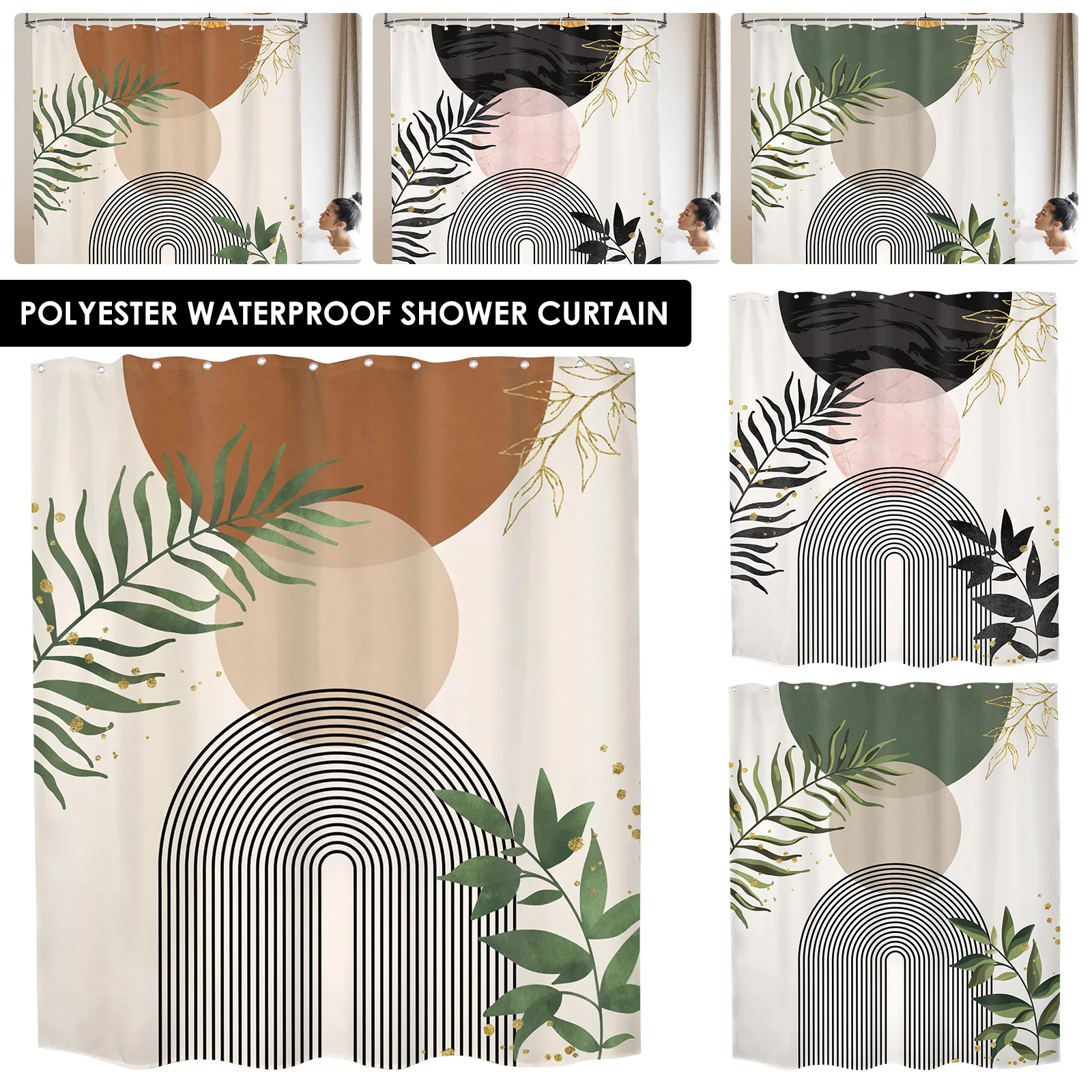 

Устойчивая к выцветанию занавеска для душа, моющаяся в машине, богемная занавеска для душа с 12 подвесными кольцами для дома, квартиры, общежития, отеля