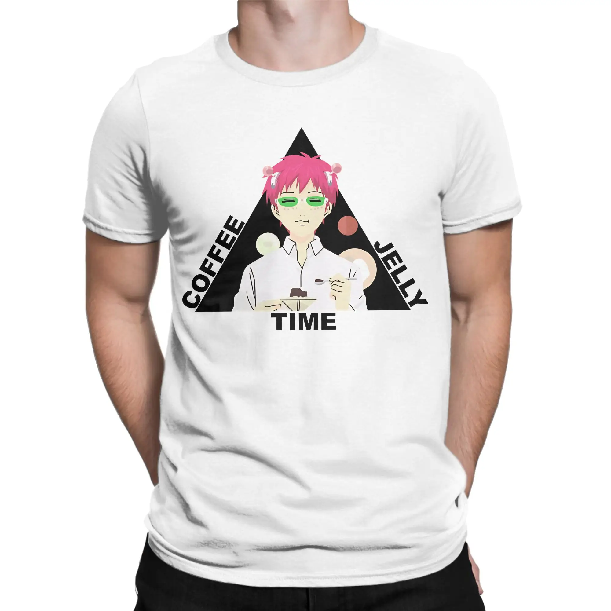 Coffee Jelly Time! Classic Saiki Kusuo Funny 100% Cotton T-Shirt Tees Tops For Men