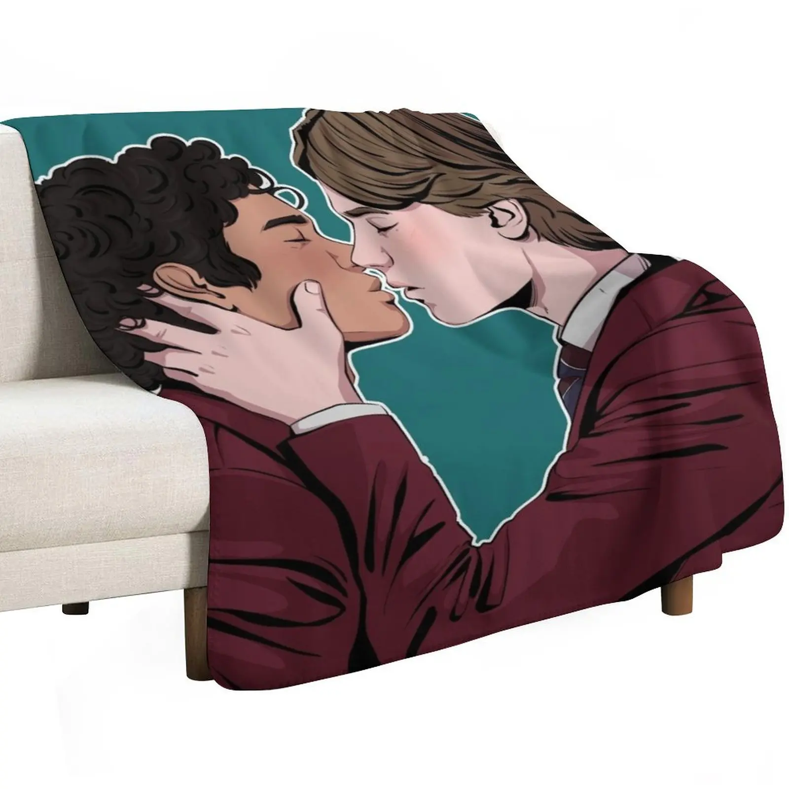Prince Wilhelm and Simon kissing Young Royals Edvin Ryding Omar Rudberg Throw Blanket Single Hair anime Sofa Quilt Blankets