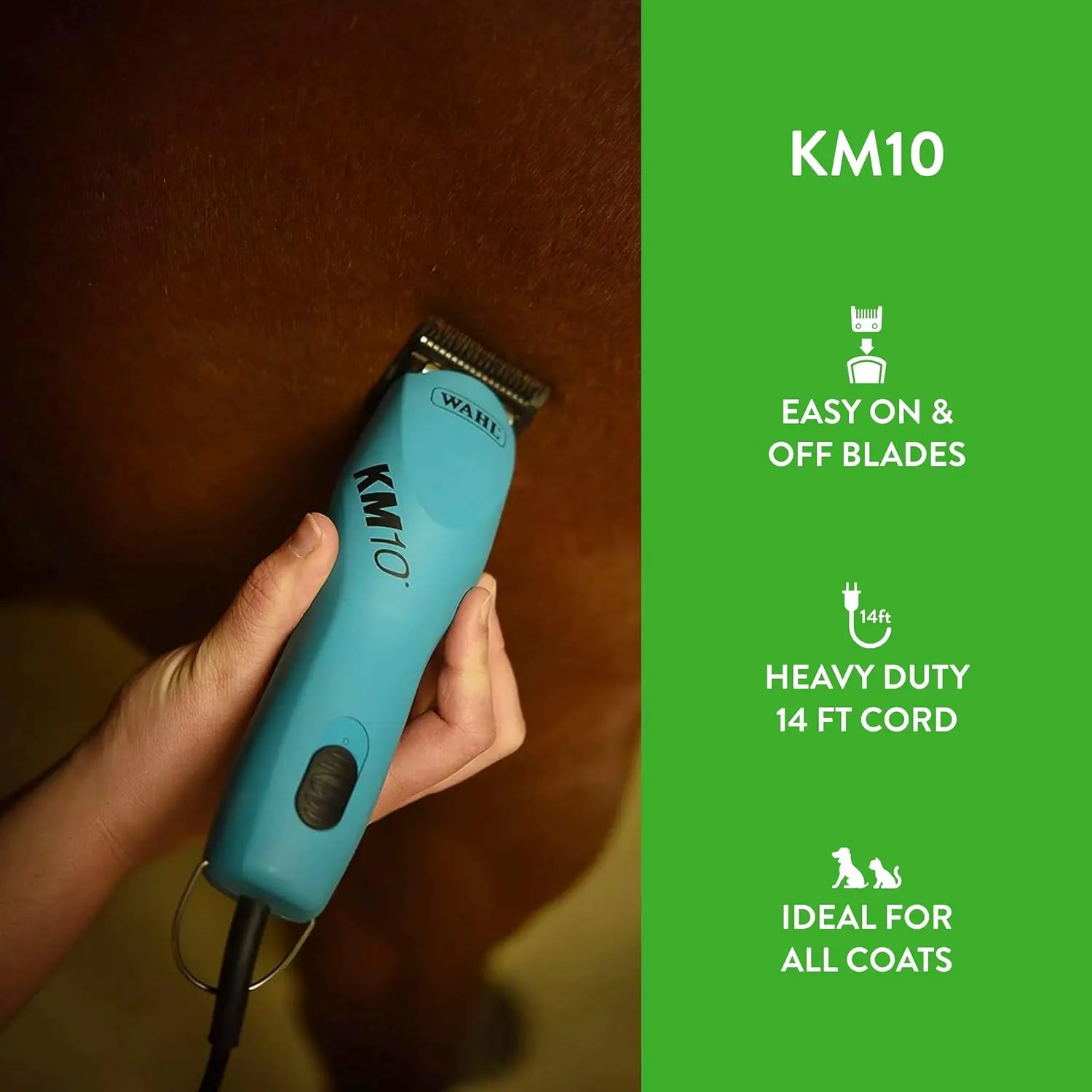 Motor sem escova para Pet, Kit Clipper para cães e cavalos, KM10 animal profissional, turquesa, 2 velocidades