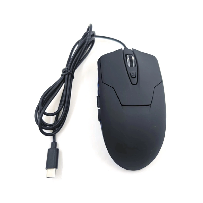 652F Type Mouse USB com fio para jogos Ergonômico Azul RGB Luz 2400 DPI 6 botões para PC Laptop Mouse