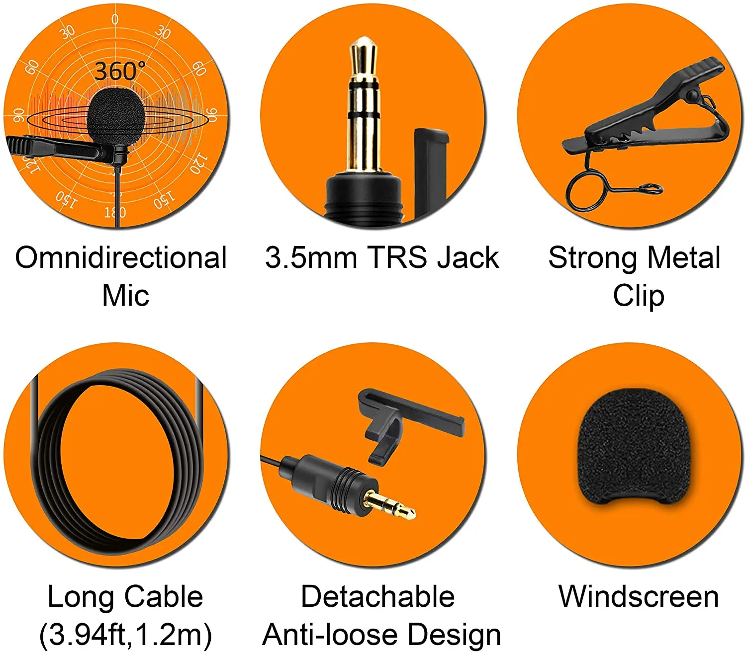 ميكروفون Lavalier, ميكروفون لاسلكي, متعدد الاتجاهات, ميكروفون طية صدر السترة السلكية, قفل مشبك