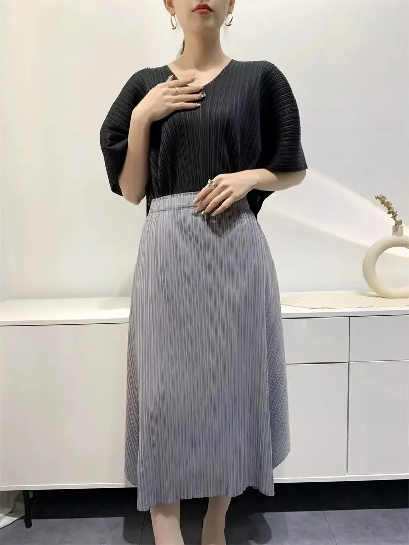 Women's Skirt Classical Pleated Solid Color Top Skirt Fashion Casual Floral Skirt Pleated A-line Skirt For Women's Clothing