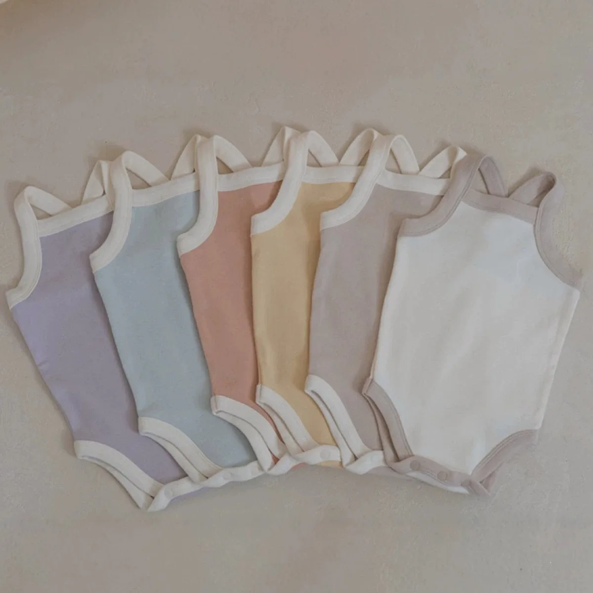 2026 Summer New Baby Sleeveless Sling Bodysuit Newborn Cotton Vest Solid Infant Jumpsuit For Boy Girl Toddler Clothes 0-24M