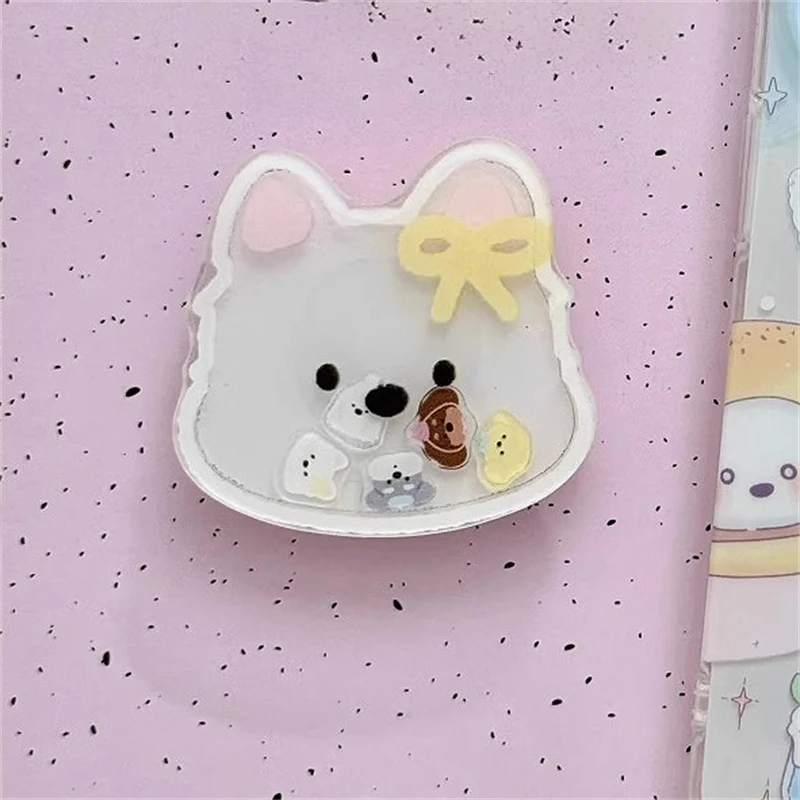 Korea Cute Cartoon Quicksand Puppy Bracket Phone Grip Tok Griptok Holder Ring For iPhone 16 Phone Stand Support Holder Girl Gift - view 6