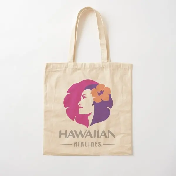 Hawaiian Airlines Herc Travel End Of Sou  Canvas Bag Grocery Printed Reusable Women Casual Designer Shopper Fashion Fabric