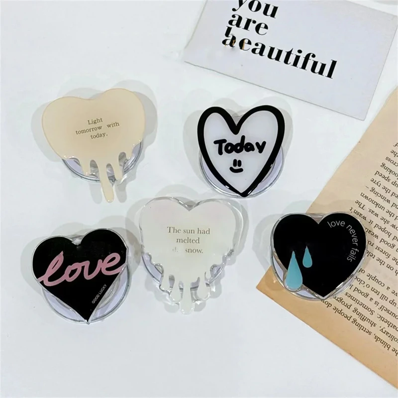 

Cool Black Heart For Magsafe Magnetic Phone Grip Tok Griptok Stand For iPhone 17 Foldable Wireless Charging Case Holder Ring